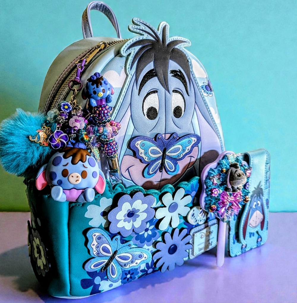 Loungefly Winnie the Pooh Eeyore  Butterflies Mini-Backpack,Charm,Wallet &Mirror - Picture 3 of 17